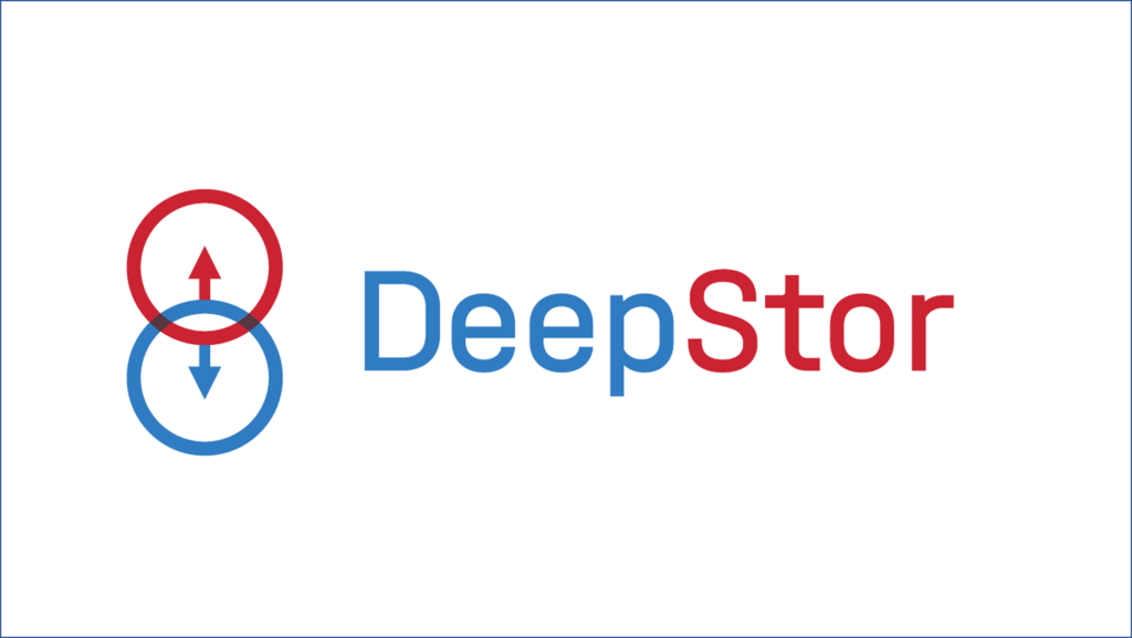 Logo for DeepStor: blue and red circular arrows icon beside the word “DeepStor” in blue/red text.